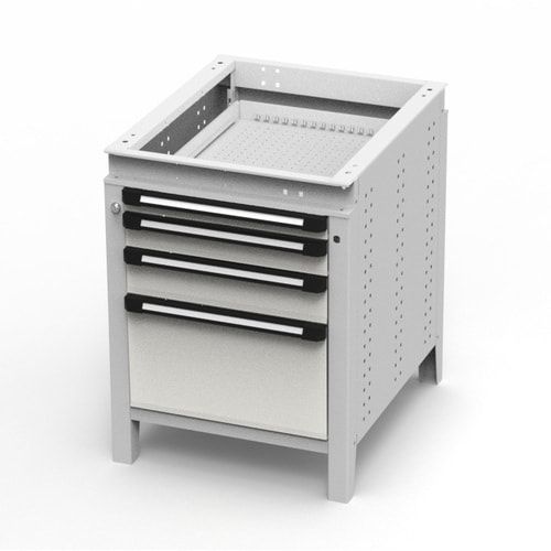 OTTOKIND Werkbank - Arbeitsplatte bündig - 850 x 605 x 750 mm (HxBxT) - 4 Schubladen - 60:1 / 90:1 / 120:1 / 300:1 - lichtgrau / anthrazitgrau
