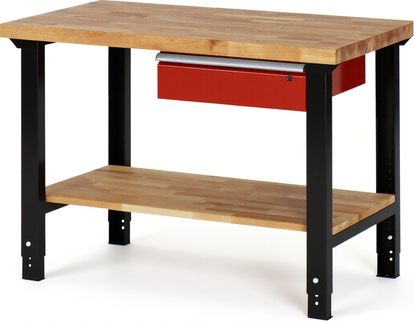Werkbank mit Ablage - 1 Schublade - 150:1 - höhenverstellbar 790 - 1.140 mm - 1.250 x 700 mm (BxT) - 750 kg - Buche - Anthrazitgrau