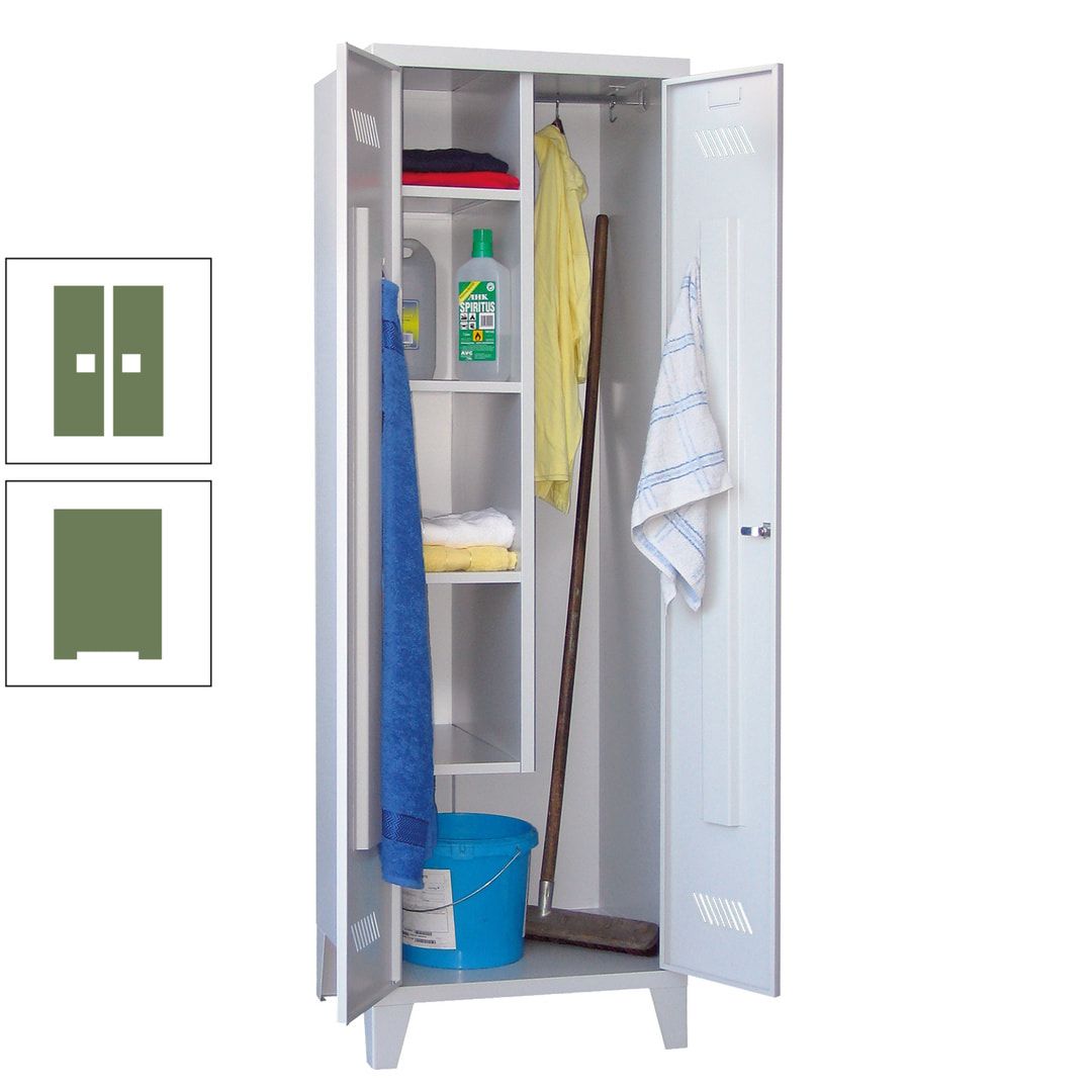 Putzschrank mit Füßen - 1 Abteil mit Trennwand - 1.850x600x500 mm (HxBxT) - Drehriegel - anthrazitgrau