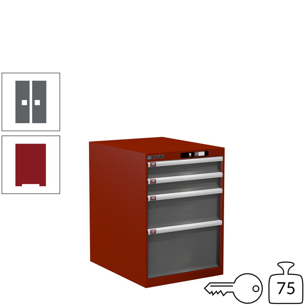 Lista Schubladenschrank - 14.371.010 - 800x564x725 mm (HxBxT) - 4 Schubladen - 75 kg - Key Lock - lichtblau (RAL 5012)