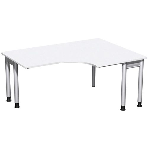 Eckschreibtisch, Eckteil 800 mm, rechts, Füße einseitig verkürzt, 4-Fuß Pro, höhenverstellbar, 680-800 x 1.600 x 1.200 mm (HxBxT), Dekor Ahorn