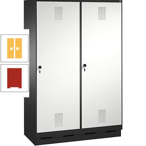 Doppel-Spind, Garderobenschrank, 2 Türen für 4 Abteile a 300 mm, Korpus anthrazitgrau, Türen anthrazitgrau, 1.800 x 1.200 x 500 mm (HxBxT)