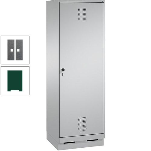 Doppel-Spind, Garderobenschrank, 1 Tür für 2 Abteile a 300 mm, Korpus anthrazitgrau, Türen anthrazitgrau, 1.800 x 600 x 500 mm (HxBxT)