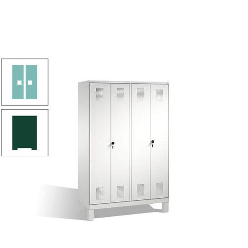 Doppel-Spind, Doppeltüren, Garderobenschrank mit Füßen, 4 Abteile a 300 mm, Korpus anthrazitgrau, Tür anthrazitgrau, 1.850 x 1.200 x 500 mm (HxBxT)