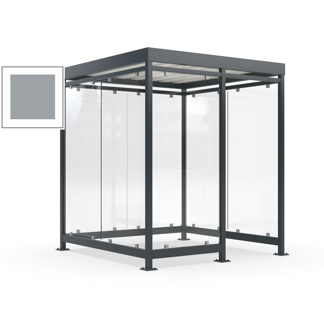 Raucherunterstand, Bushaltestelle, 7 Wände, 6-7 Personen, 2.510 x 2.165 x 2.165 mm (HxBxT), Farbe Achatgrau