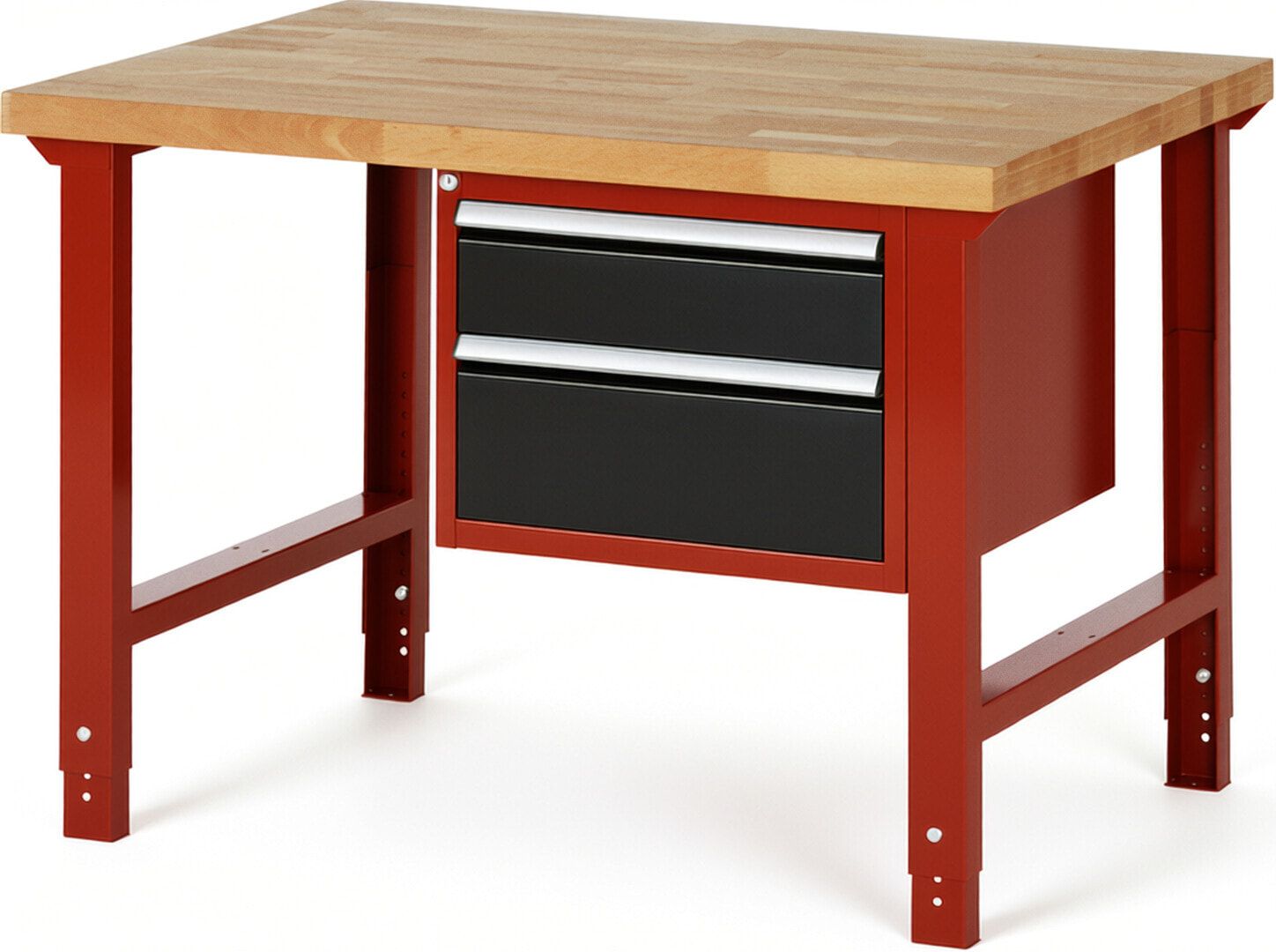 Werkbank - 2 Schubladen - Teilauszug - 150:1 / 210:1 - Höhe 790-1.140 mm - 1.250 x 900 mm (BxT) - 750 kg - Buche - Anthrazitgrau