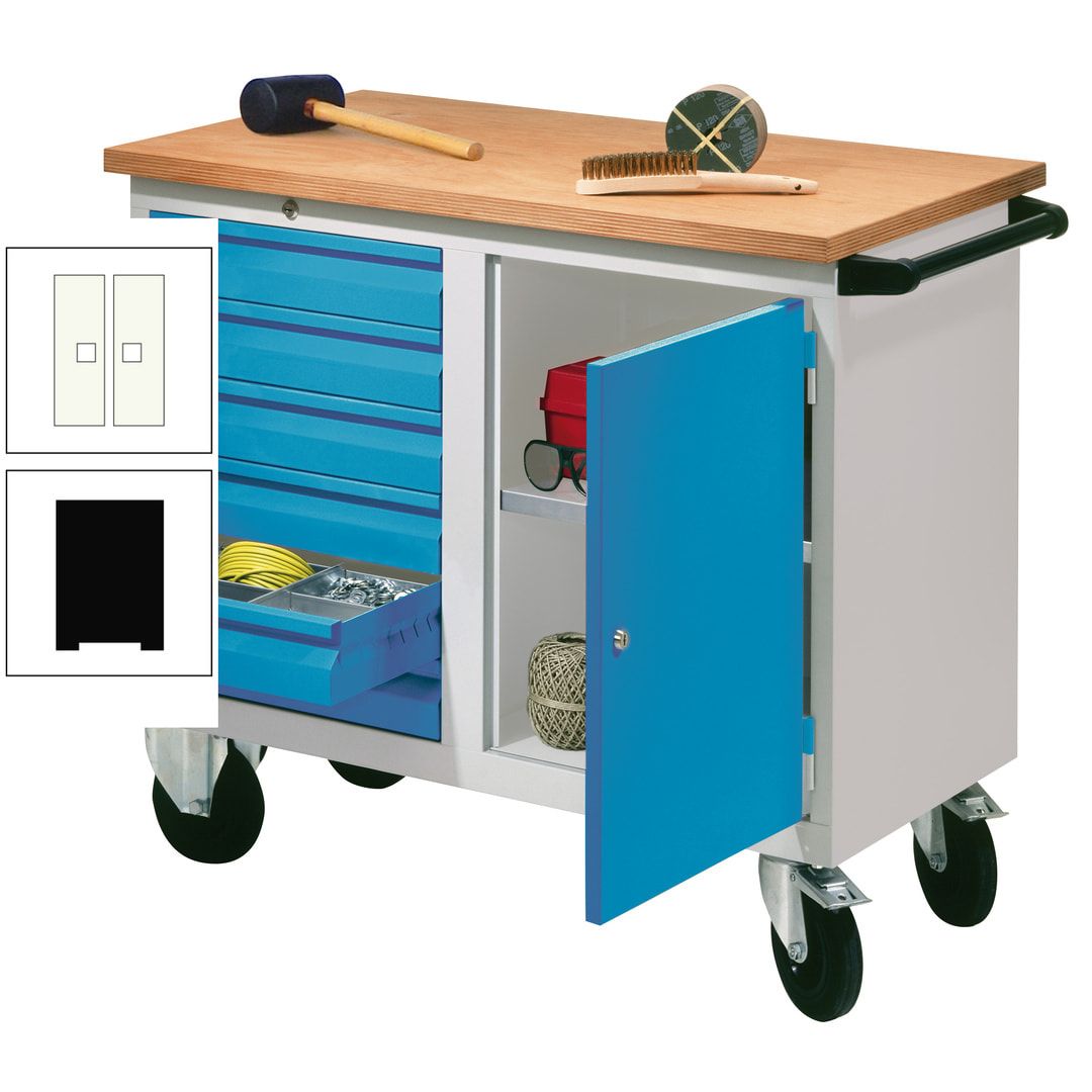 Mobile Werkbank - Werkstattwagen - 915 x 1.090 x 600 mm - 6 Schubladen und Schrankfach - anthrazitgrau