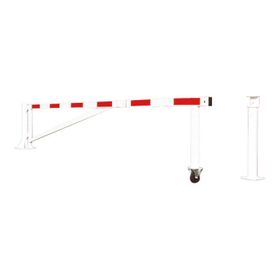 Drehschranke, Schlagbaum, extrabreit, Rollengestell, feuerverzinktes Stahlrohr, 1.000 mm (H), Sperrbreite wählbar