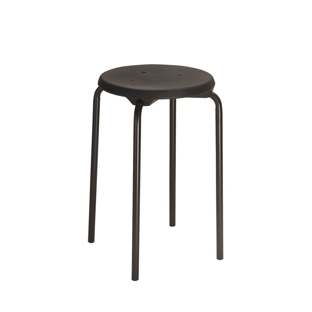 Hocker - Stapelhocker - Sitzhöhe 500 mm - PU schwarz - Edelstahl Gestell