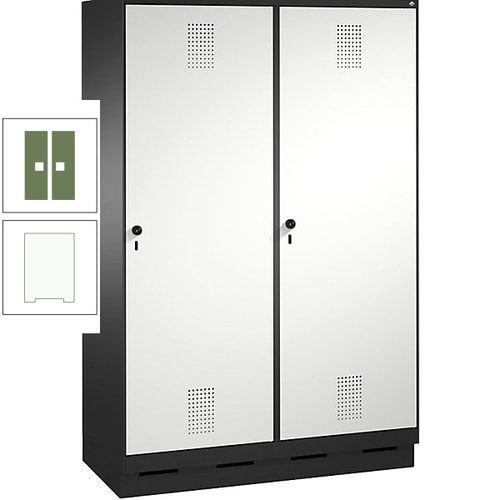 Doppel-Spind, Garderobenschrank, 2 Türen für 4 Abteile a 300 mm, Korpus anthrazitgrau, Türen anthrazitgrau, 1.800 x 1.200 x 500 mm (HxBxT)