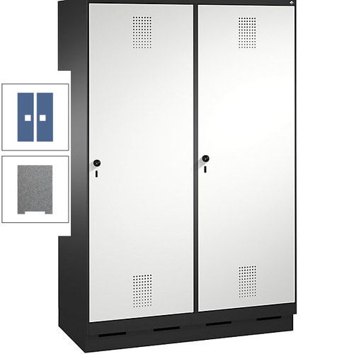Doppel-Spind, Garderobenschrank, 2 Türen für 4 Abteile a 300 mm, Korpus anthrazitgrau, Türen anthrazitgrau, 1.800 x 1.200 x 500 mm (HxBxT)