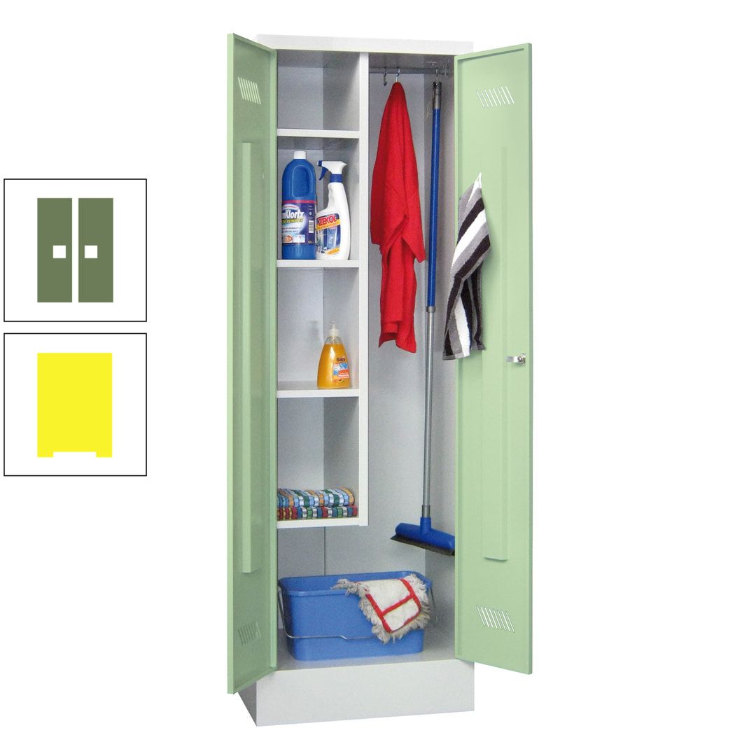 Putzschrank mit Sockel - 1 Abteil mit Trennwand - 1.850x600x500 mm (HxBxT) - Drehriegel - anthrazitgrau