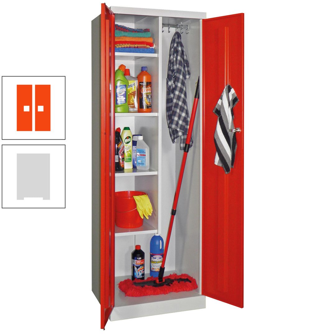 Putzschrank mit Sockel - 1 Abteil mit Trennwand - 1.800x600x500 mm (HxBxT) - Zylinderschloss - anthrazitgrau