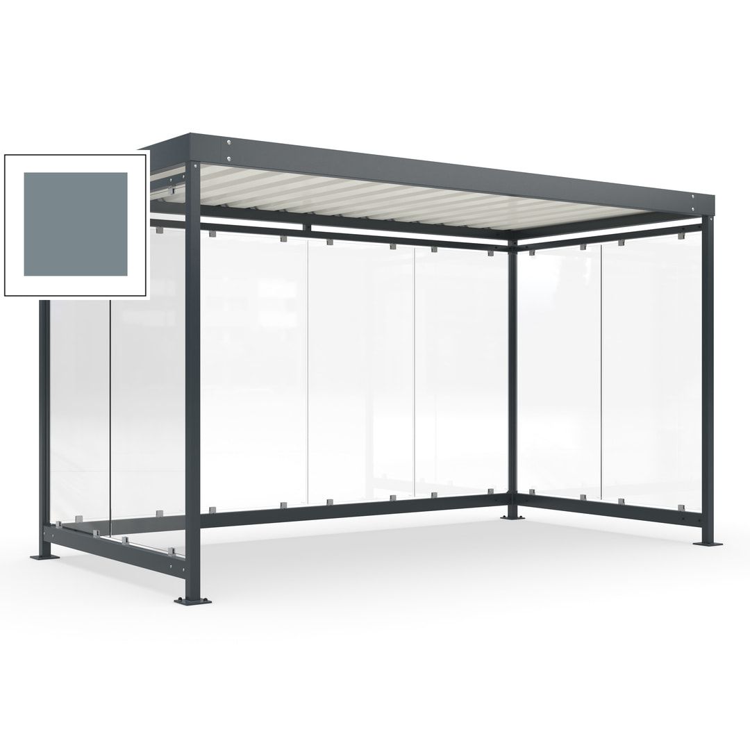 Fahrradunterstand, Fahrgastunterstand, Bushaltestelle, Bausatz, 12-13 Personen, 2.510 x 4.195 x 2.165 mm (HxBxT), 8 Wände, Achatgrau