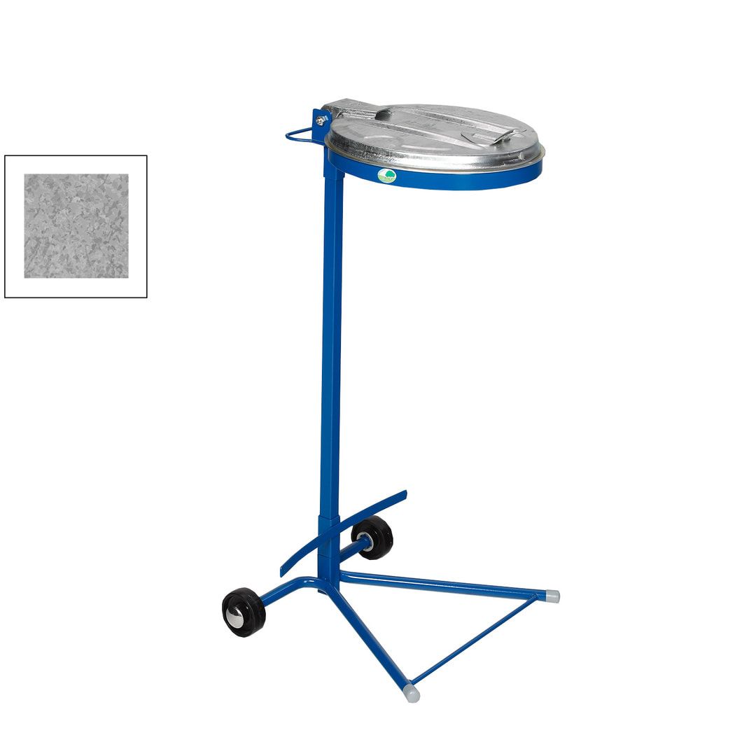 Müllsackhalter zur Wandmontage - für einen 120 l Sack - 400 x 510 mm (BxT) - enzianblau - Deckel Feuerverzinkt