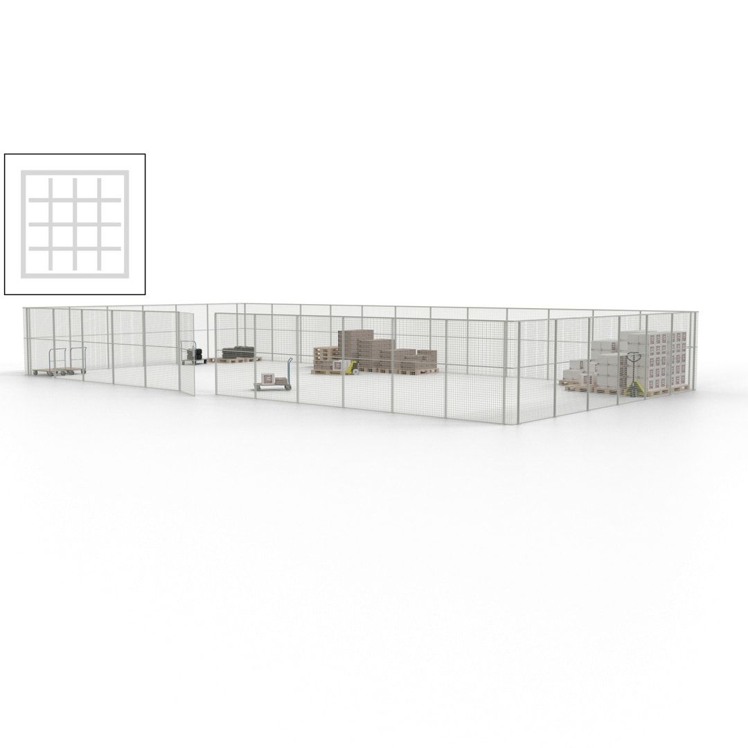 Maschinen Schutzgitter - Hallentrennwand - Sicherheitszaun - Tür - 54 m - 2.200 x 18.400 x 9.400 mm (HxBxT) - enzianblau