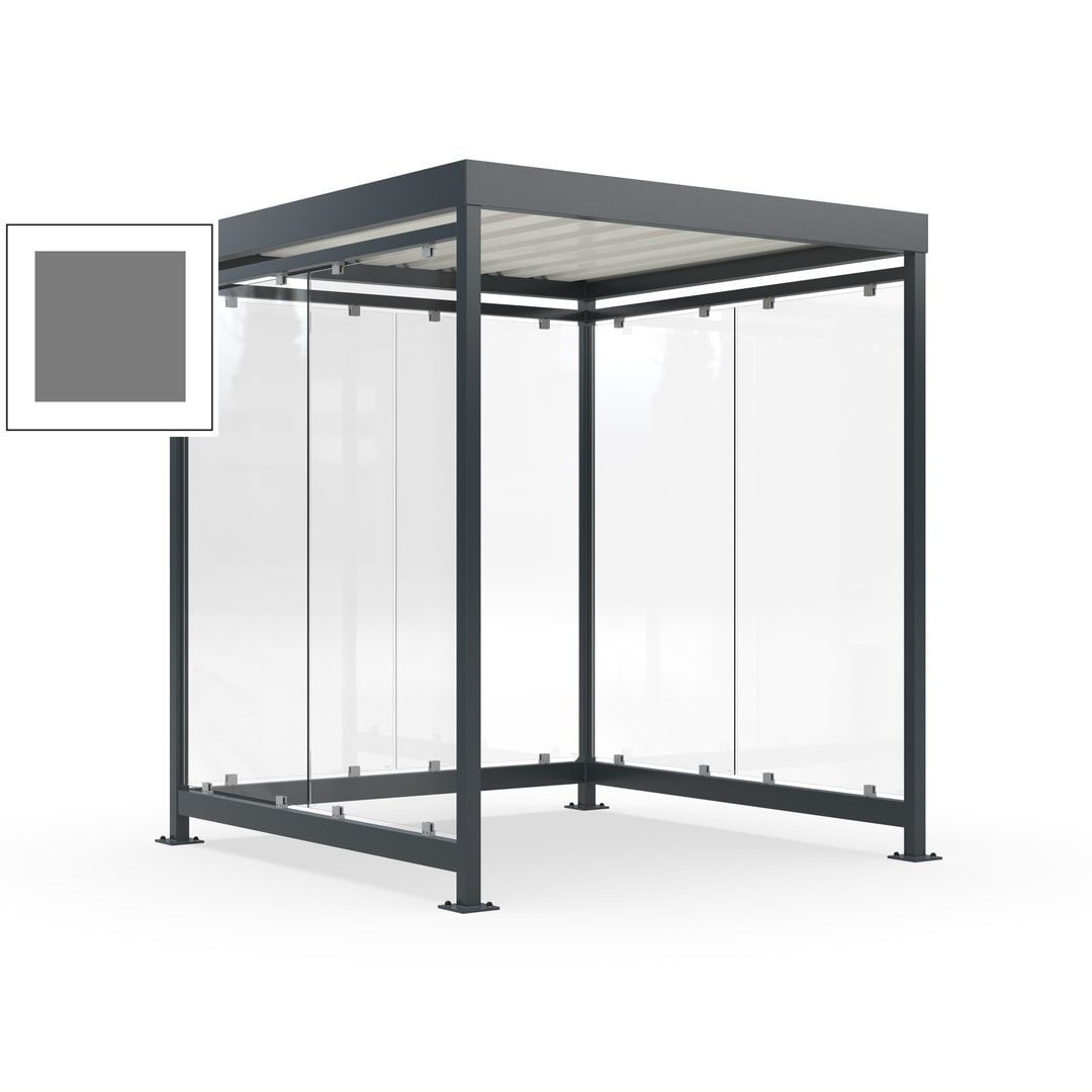Raucherunterstand, Bushaltestelle, 6-7 Personen, 6 Wände, 2.510 x 2.165 x 2.165 mm (HxBxT), Achatgrau