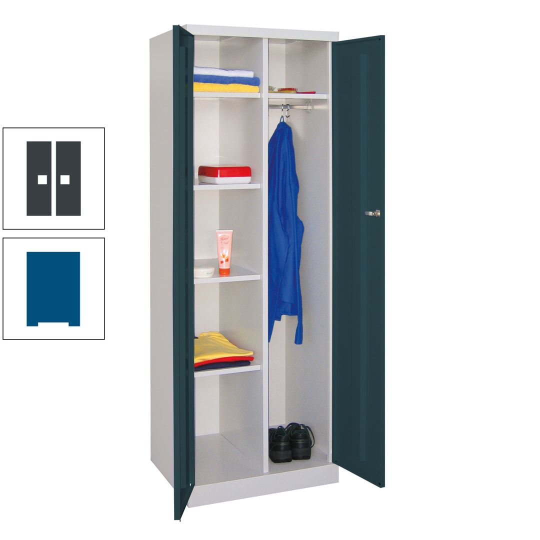 Kleiderschrank mit Sockel - Spind - 1 Abteil mit Trennwand - 1.800x600x500 mm (HxBxT) - Zylinderschloss - anthrazitgrau