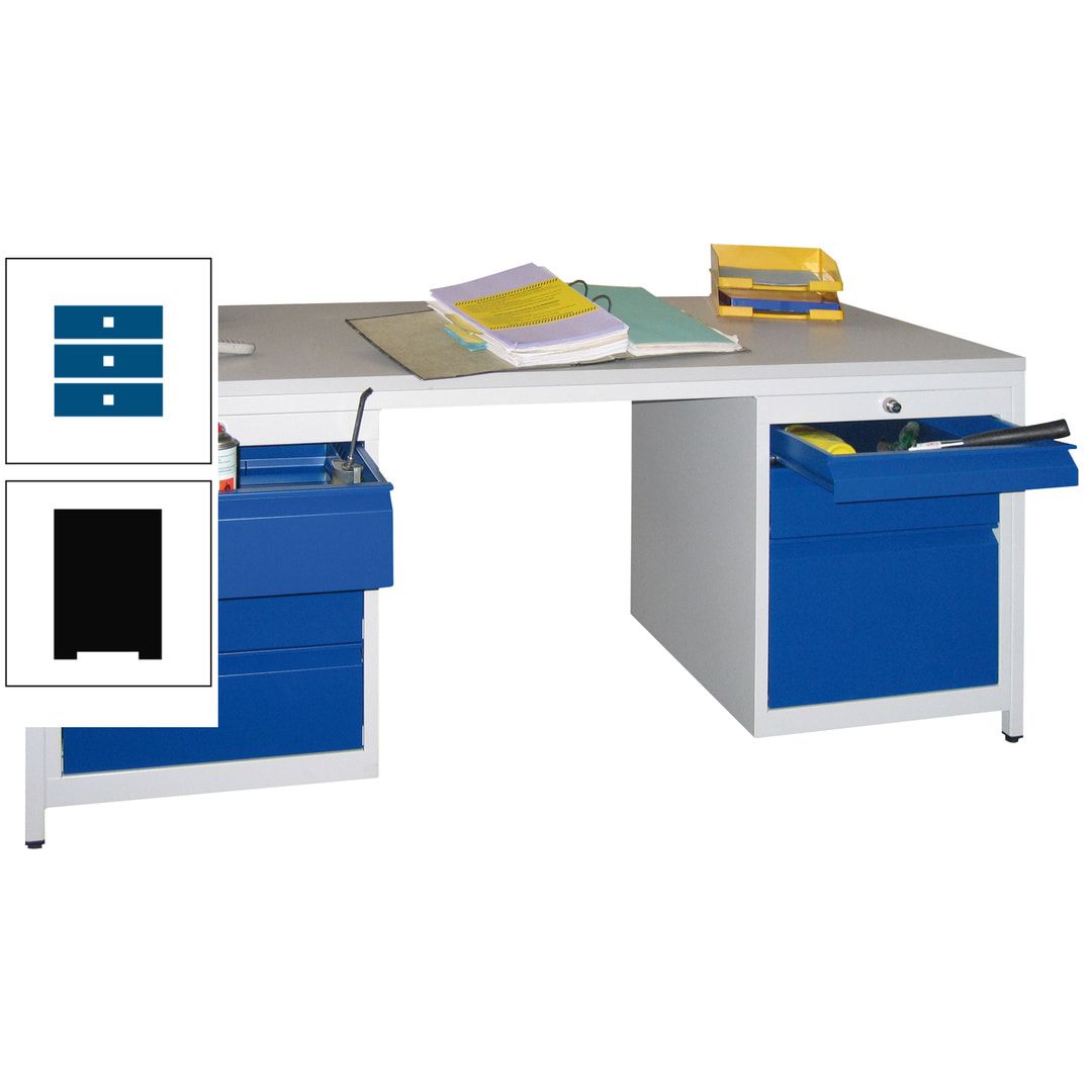 Meisterschreibtisch - 6 Schubladen, 75 / 125 / 150 / 175 / 300 mm - 720 x 1.700 x 800 mm (HxBxT) - anthrazitgrau