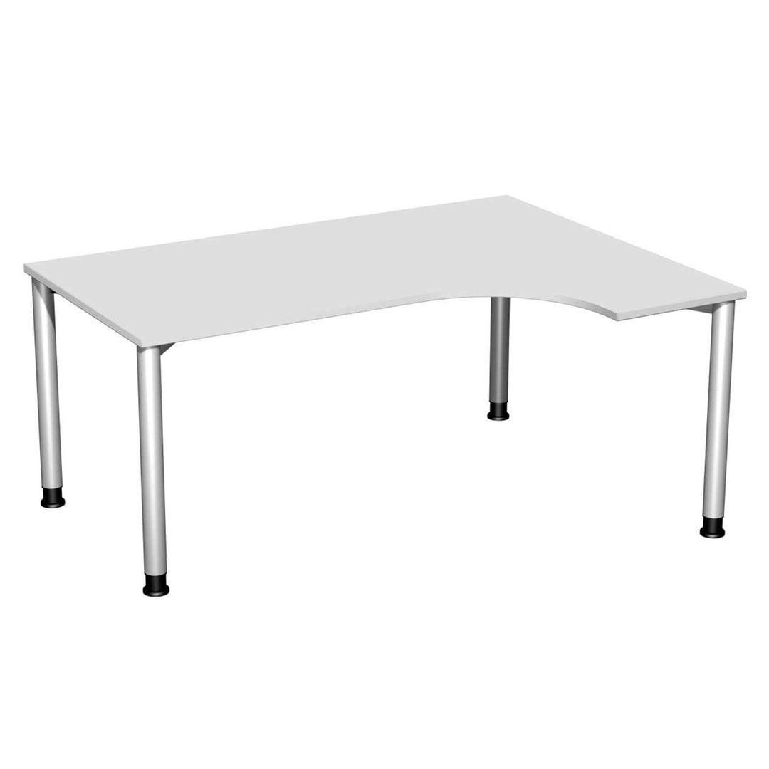 Eckschreibtisch mit einseitig verkürzten, 4-Fuß Flex, Ecke rechts, Höhe 680-800 mm, 1.600 x 1.200 mm (BxT), Gestell anthrazit, Ahorn