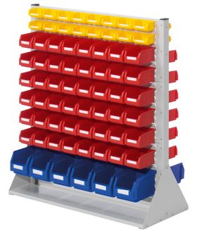 Stationäre Regalwand - Schlitzwand für Sichtlagerkästen - beidseitig - mit oder ohne Bestückung - 1.100 x 1.000 x 430 mm (HxBxT)