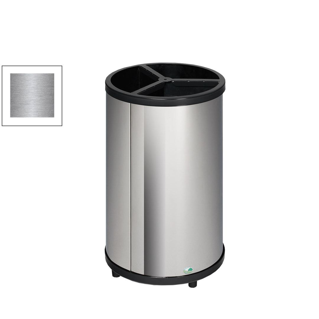 Runde Wertstoffstation - Edelstahl - Volumen 3 x 30 l