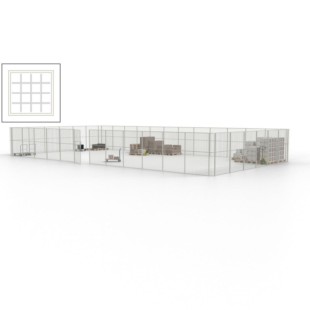 Maschinen Schutzgitter - Hallentrennwand - Sicherheitszaun - Tür - 54 m - 2.200 x 18.400 x 9.400 mm (HxBxT) - enzianblau