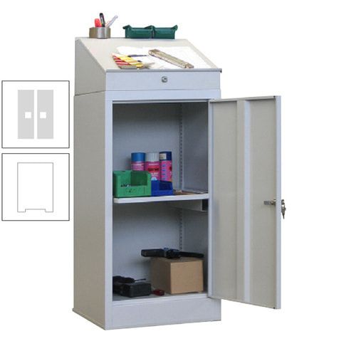 Stehpult mit Schrank - Vollblechtür - Zylinderschloss - 1 Ausziehboden - 1.270x500x500 mm (HxBxT) - anthrazitgrau
