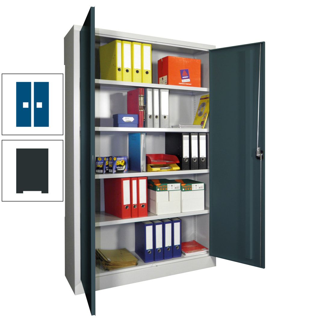 Aktenschrank - Vollblechtüren - 1.950x1.200x400 mm (HxBxT) - 4 Einlegeböden verzinkt - Zylinderschloss - anthrazitgrau