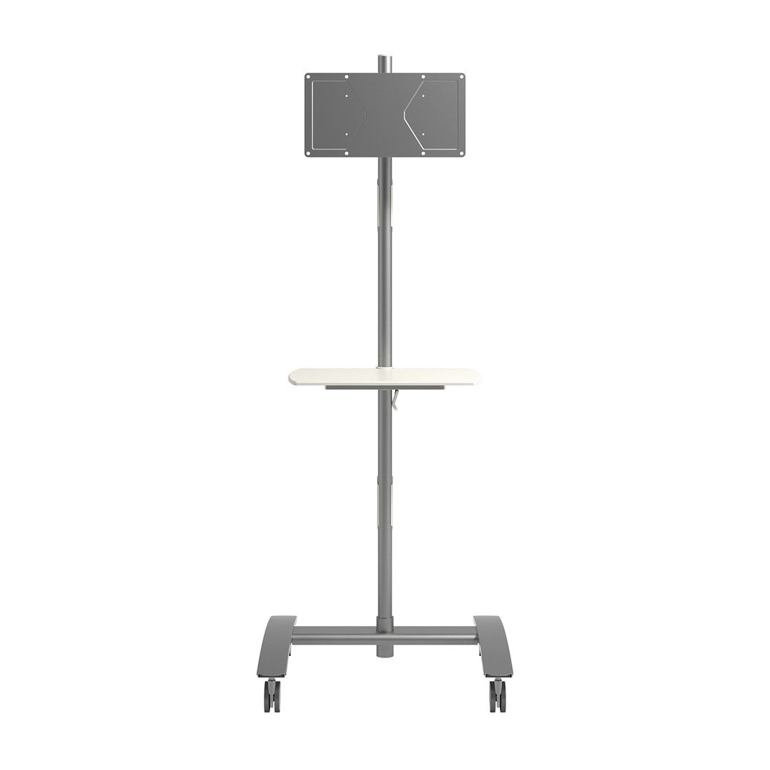 AV-Trolley, Workstation, Multimediastation, Präsentationsstation, Monitorhalter, Computer, Rollen, 1.665 x 636 x 600 mm (HxBxT), Stahl, silber