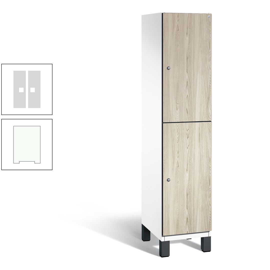 Fächerschrank, Garderobenschrank, mit Füßen, 1 Abteile, 1.980 x 400 x 525 mm (HxBxT), Korpus anthrazitgrau, Tür Donau-Ahorn