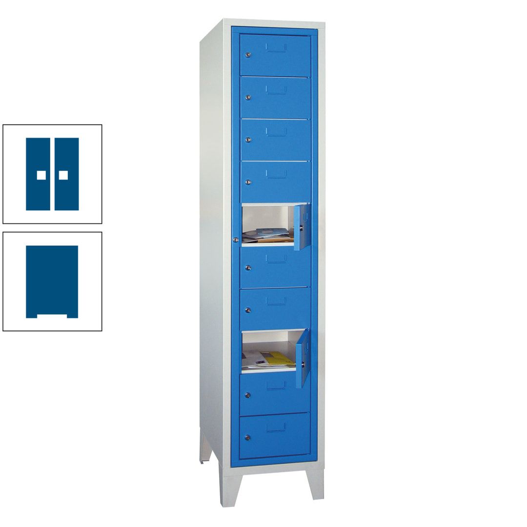 Schließfachschrank - Wäscheausgabeschrank - 10 Fächer a 315 mm - 1.850x400x500 mm (HxBxT) - Füße - Zylinderschloss - anthrazitgrau