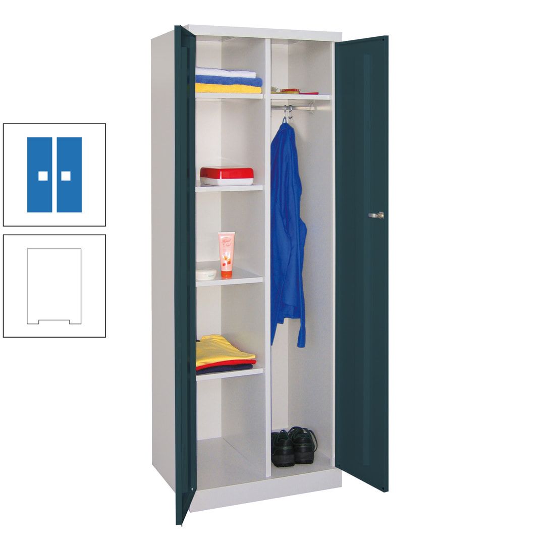 Kleiderschrank mit Sockel - Spind - 1 Abteil mit Trennwand - 1.800x600x500 mm (HxBxT) - Zylinderschloss - anthrazitgrau