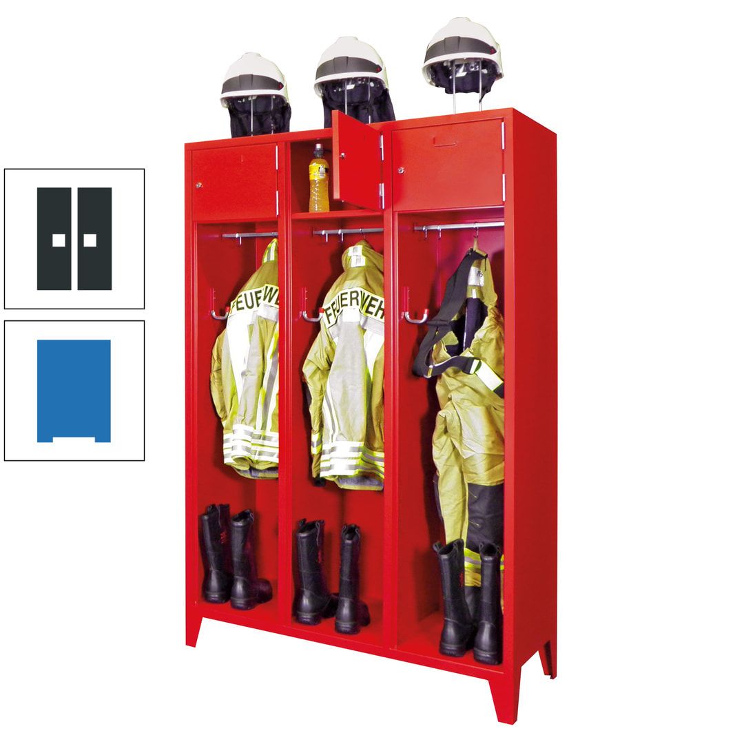 Feuerwehrschrank - 2 Abteile - Ablagefach mit Tür, Etikettenrahmen - 2.100 x 830 x 500 mm (HxBxT) - anthrazitgrau