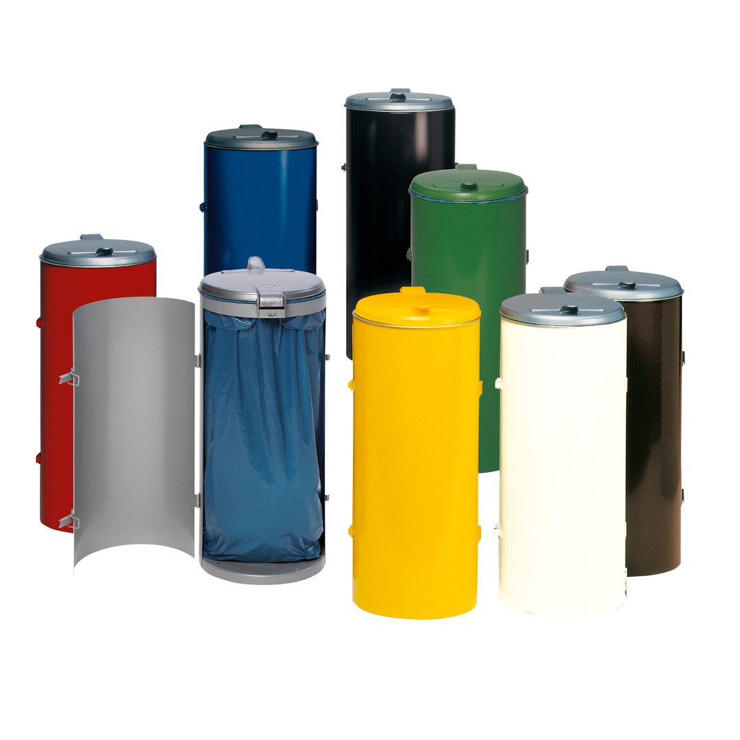 Abfallbehälter - verschließbare Tür (DxH) 450x900 mm - Inh. 120 l - Farbe enzianblau