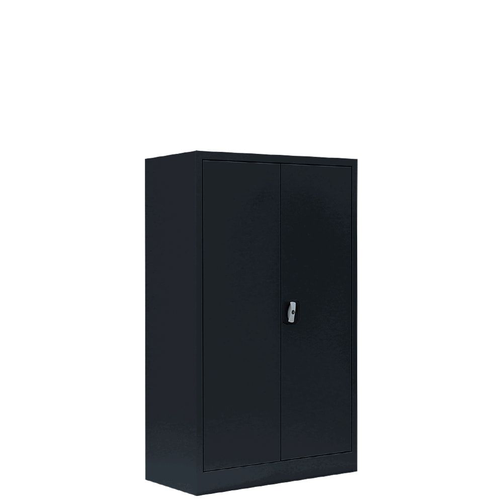 Aktenschrank, Büroschrank, abschließbar, Flügeltüren, 2 Fachböden, 1.200 x 800 x 383 mm (HxBxT), Stahl, Korpus und Türen in lichtgrau