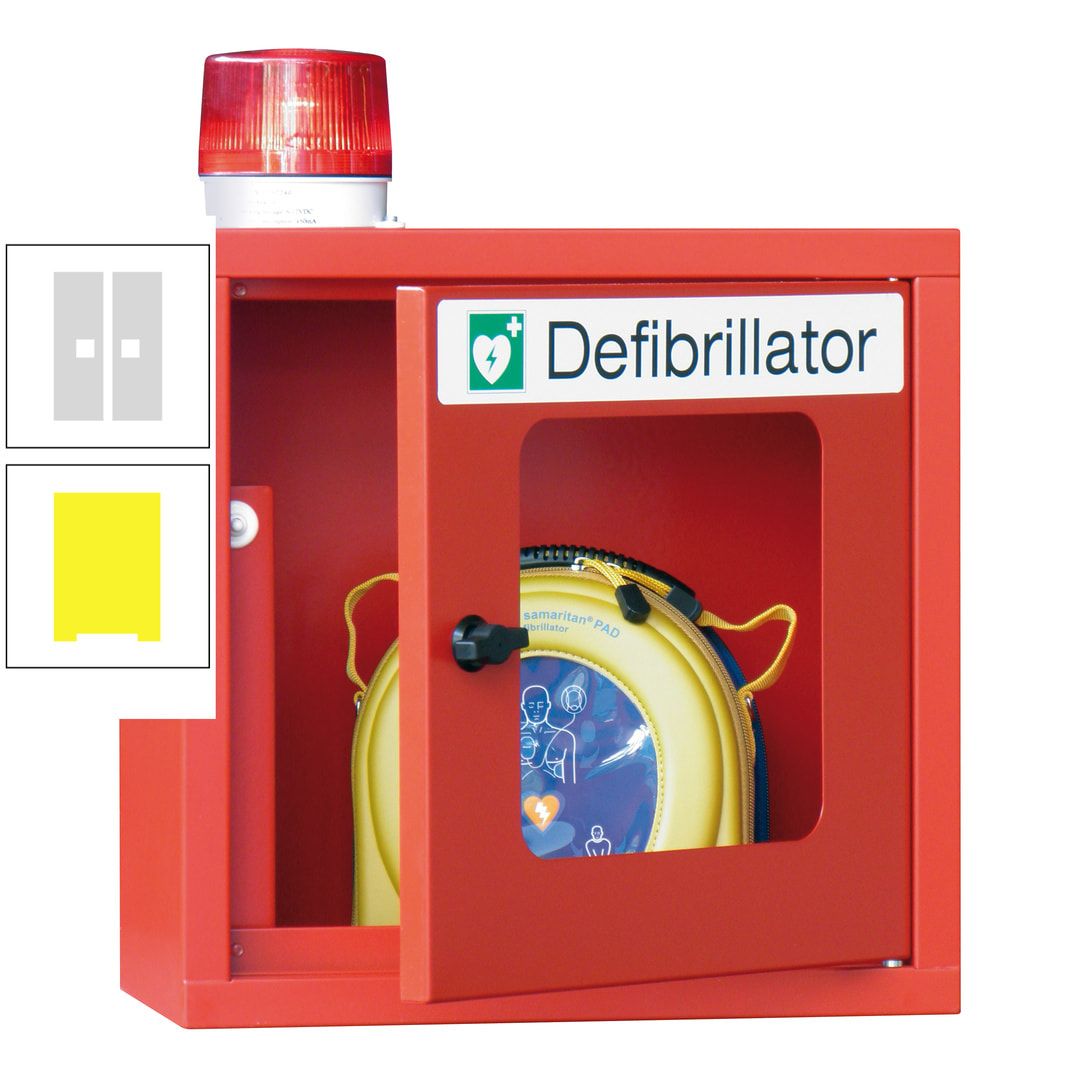 Defibrillatorenschrank mit akustischem und optischem Alarm - 490 x 400 x 200 mm (HxBxT) - Sichtfenster - anthrazitgrau