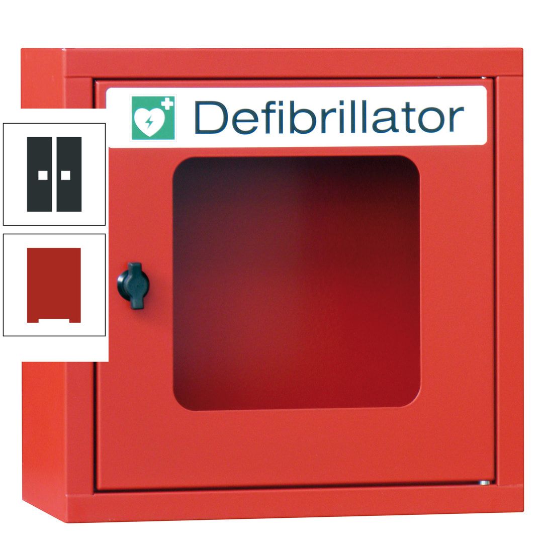 Defibrillatorenschrank - 400 x 400 x 200 mm (HxBxT) - Sichtfenster - anthrazitgrau