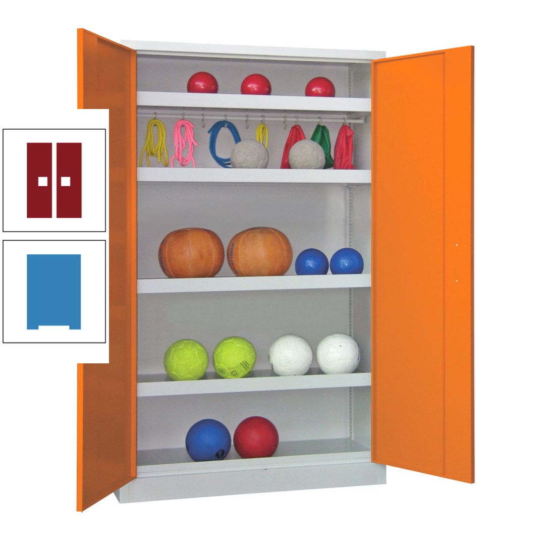 Ballschrank - Vollblechtüren - 4 Böden - 1 Hakenleiste - 1.950x1.200x500 mm (HxBxT) - anthrazitgrau
