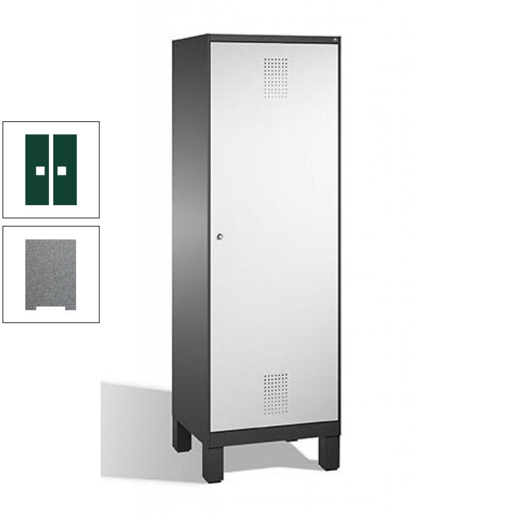 Doppel-Spind, Garderobenschrank, 1 Tür für 2 Abteile a 300 mm, Korpus anthrazitgrau, Türen anthrazitgrau, 1.850 x 600 x 500 mm (HxBxT)