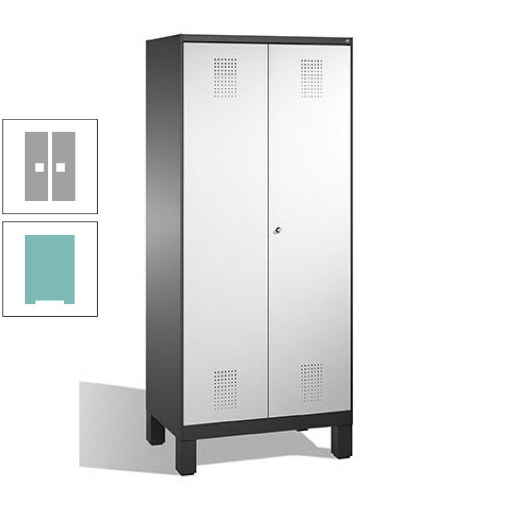 Mehrzweckschrank, Doppeltüren, auf Füßen, 2 Abteile a 400 mm, Korpus anthrazitgrau, Tür anthrazitgrau, 1.850 x 800 x 500 mm (HxBxT)