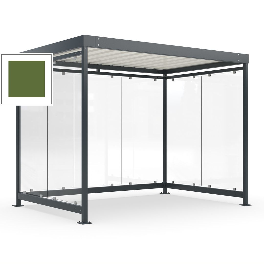 Raucherunterstand, Bausatz, Fahrgastunterstand, Bushaltestelle, 2.510 x 3.180 x 2.165 mm (HxBxT), 7 Wände, Achatgrau