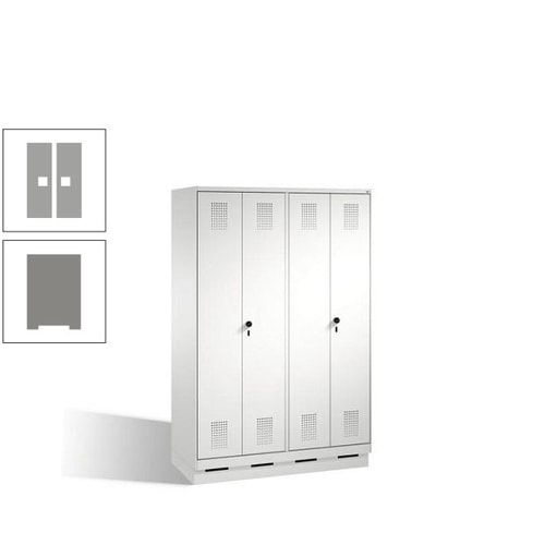 Doppel-Spind, Doppeltüren, Garderobenschrank mit Sockel, 4 Abteile a 300 mm, Korpus anthrazitgrau, Tür anthrazitgrau, 1.800 x 1.200 x 500 mm (HxBxT)
