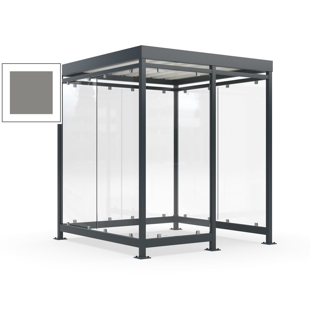 Raucherunterstand, Bushaltestelle, 7 Wände, 6-7 Personen, 2.510 x 2.165 x 2.165 mm (HxBxT), Farbe Achatgrau
