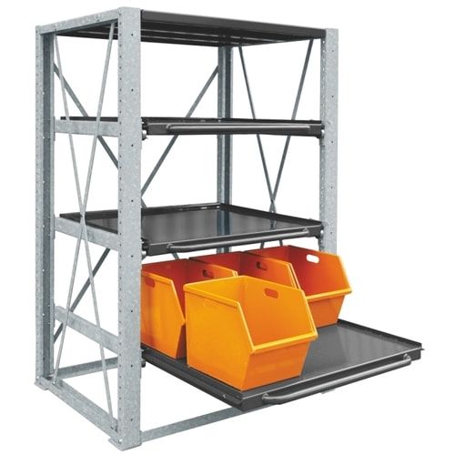 Eichinger Schubfach-Schwerlastregal, Fachlast 1.000 kg, Fachmaße: 1.005 x 1.045 mm (BxT), 3 Fachböden, höhenverstellbar, Farbe anthrazitgrau(RAL 7016)