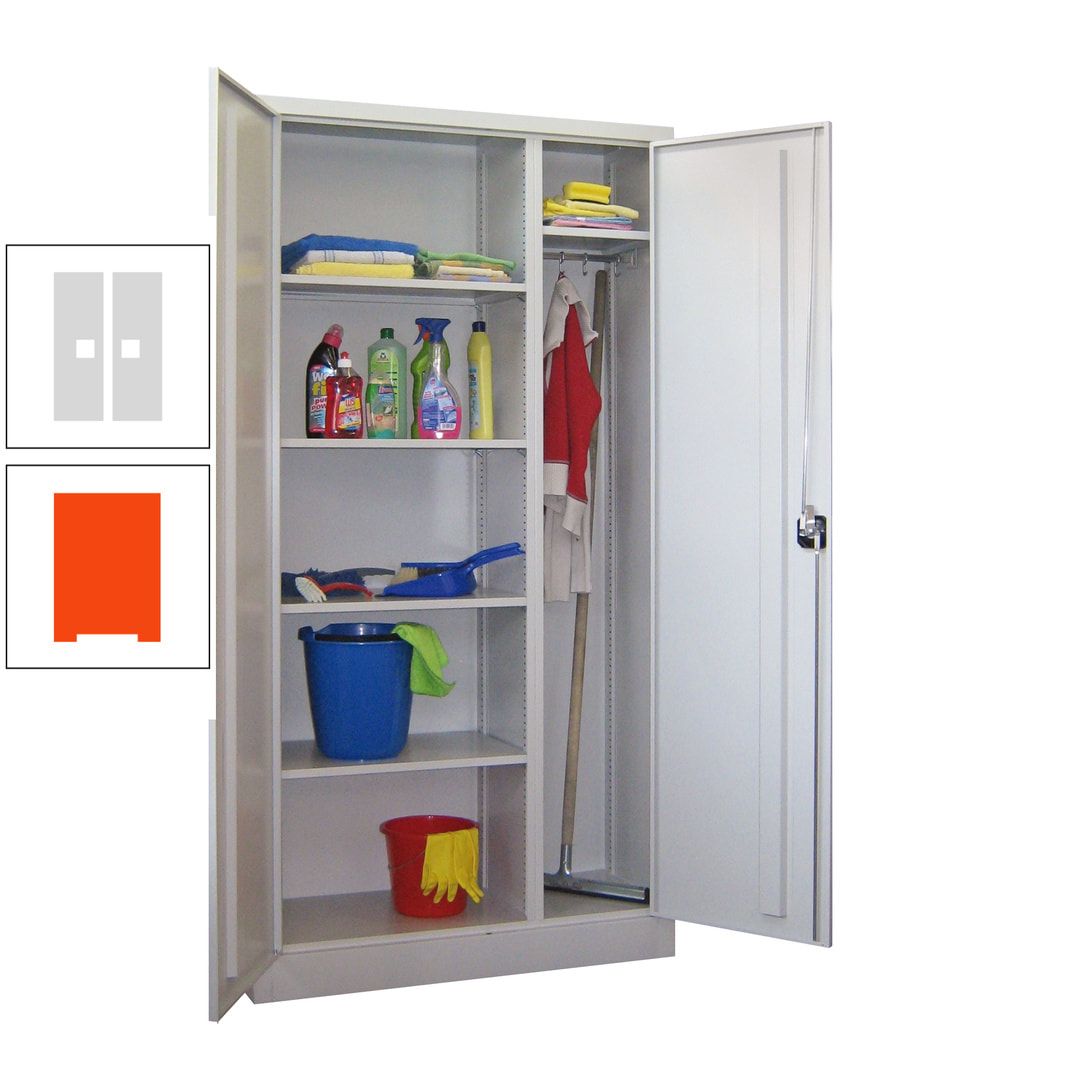 Putzschrank mit Trennwand - 1.950x1.000x400 mm (HxBxT) - Böden pulverbeschichtet - anthrazitgrau