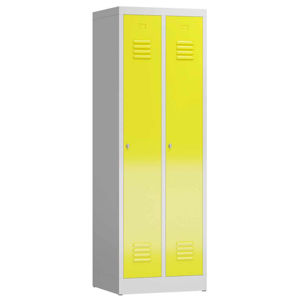 Garderobenschrank, Garderobenspind, 2 Abteile, 1.800 x 590 x 500 mm (HxBxT), Stahl, Drehriegelverschluss, Korpus: lichtgrau, Front: anthrazitgrau