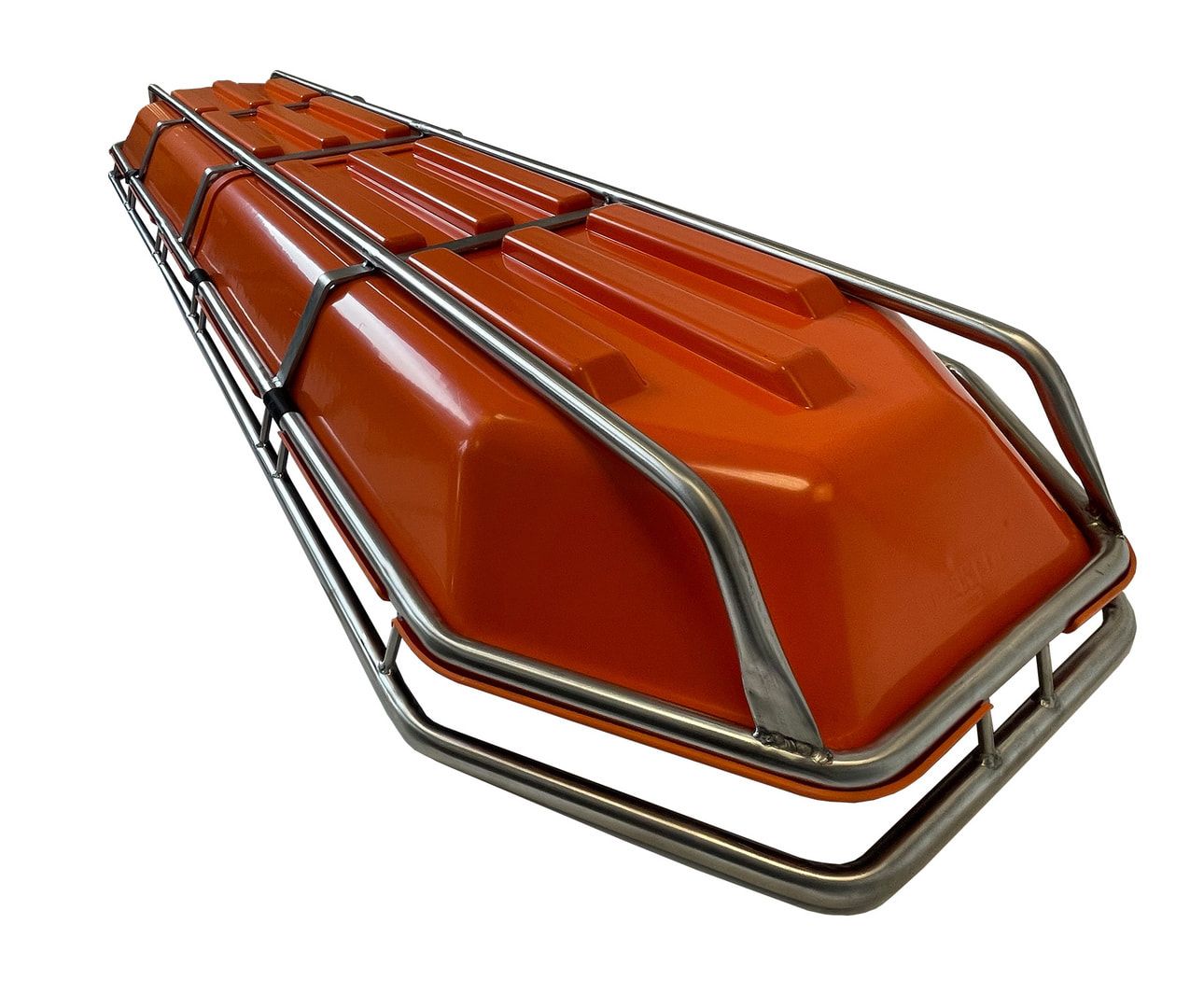 Einteilige Schleifkorbtrage, Engraumrettung, Bergungstrage, Rettungstrage, Höhenrettung, ABS, Edelstahl, bis ca. 315 kg, 200 x 590 x 2.180 mm