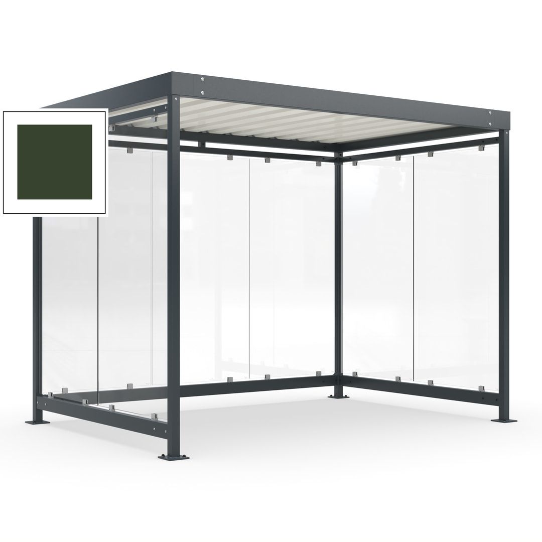 Raucherunterstand, Bausatz, Fahrgastunterstand, Bushaltestelle, 2.510 x 3.180 x 2.165 mm (HxBxT), 7 Wände, Achatgrau