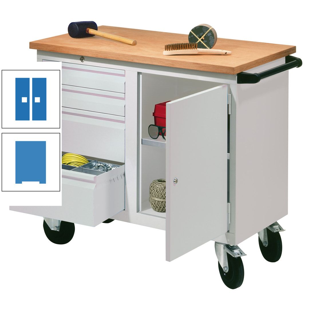 Mobile Werkbank - Werkstattwagen - 915 x 1.090 x 600 mm - 4 Schubladen und Schrankfach - anthrazitgrau